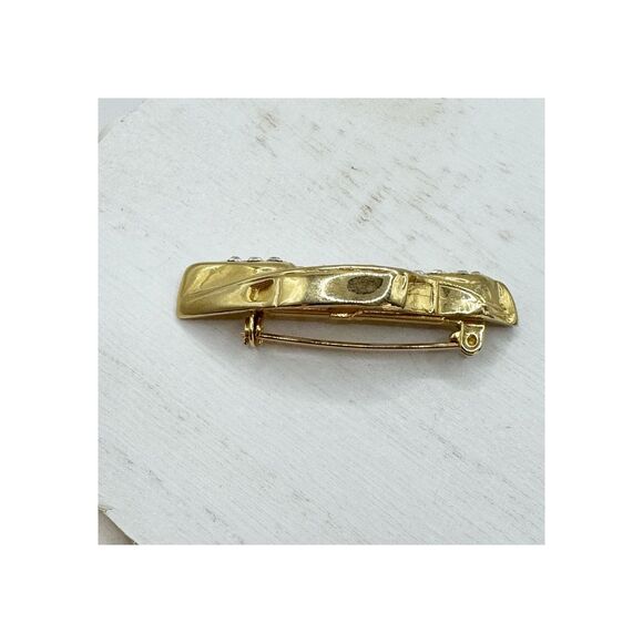 Vintage Classic Car Brooch Pin 1940s Style Retro Sedan Rhinestones Kitschy 2" - Picture 3 of 6